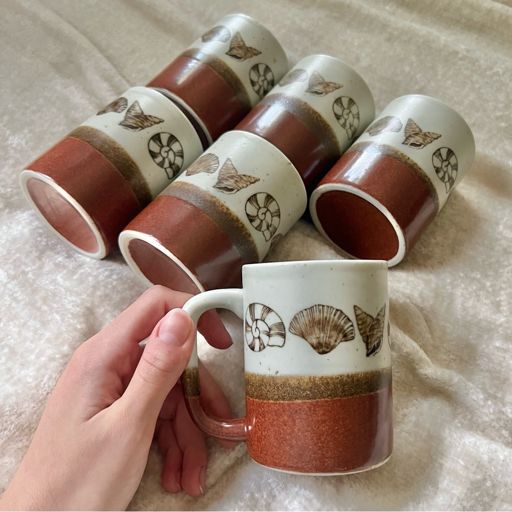 Vintage Shell Mugs, Set of 6